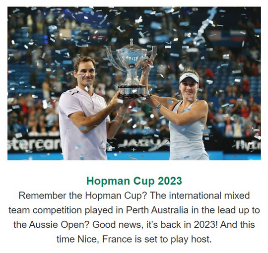 国際テニス連盟主催の“HOPMAN CUP”が帰ってきます【NOBU TENNIS BLOG】